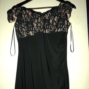 black and nude lace dress